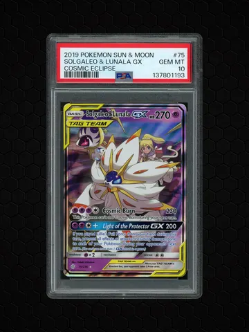 2019 Cosmic Eclipse Solgaleo & Lunala GX #75 PSA 10, PSA 10