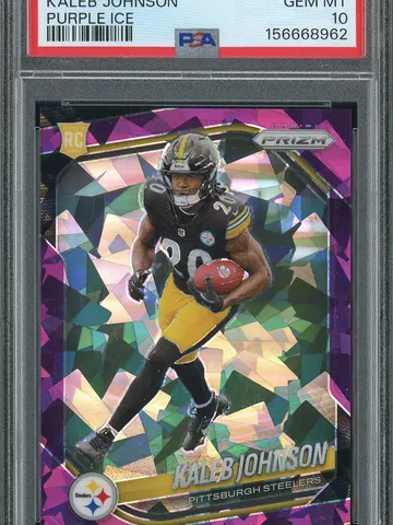 2025 Panini Prizm Kaleb Johnson #375 Purple Ice PSA 10, PSA 10