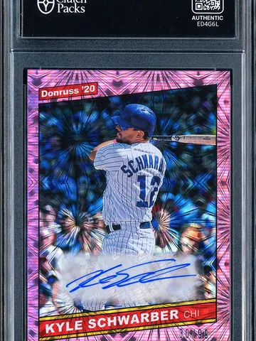 2020 Donruss Signature Series Kyle Schwarber #SS-KS Pink Firework Auto /99, ungraded