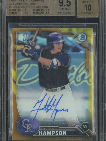 2016 Bowman Chrome Draft Draft Pick Autographs Garrett Hampson #CDA-GH Gold Refractor Autograph /50 BGS 9.5, BGS 9.5