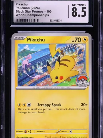 2024 Pokemon Scarlet & Violet Promo World Championships Pikachu #190 CGC 8.5 NM-MT+, ungraded