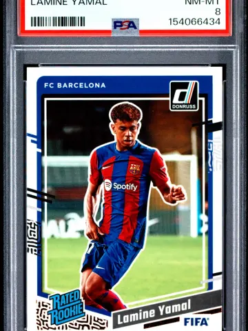 2023 #177 Lamine Yamal PSA 8 Panini Donruss FIFA, PSA 8