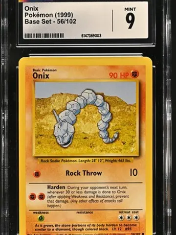 Onix #56 Pokemon Base Set (CGC 9), CGC 9