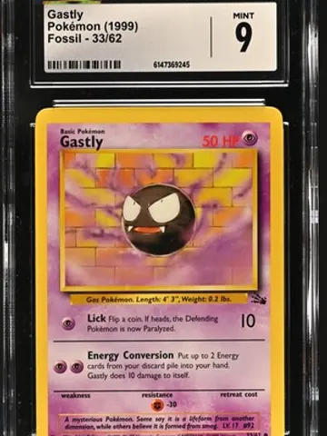 Gastly #33 Pokemon Fossil (PSA 9), PSA 9