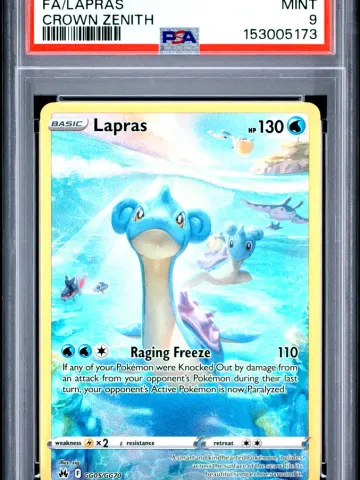 2023 #GG05 Full Art/Lapras PSA 9 Sword and Shield Crown Zenith, ungraded