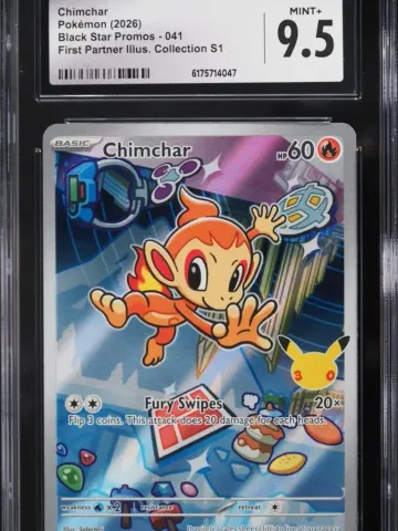 2026 Pokemon Mega Evolution Promo First Partner Illustration Full Art Chimchar #41 CGC 9.5, GEM MINT 9.5