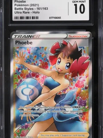 2021 #161 Phoebe CGC 10 Pokemon Sword & Shield Battle Styles Full Art, GEM MINT 10