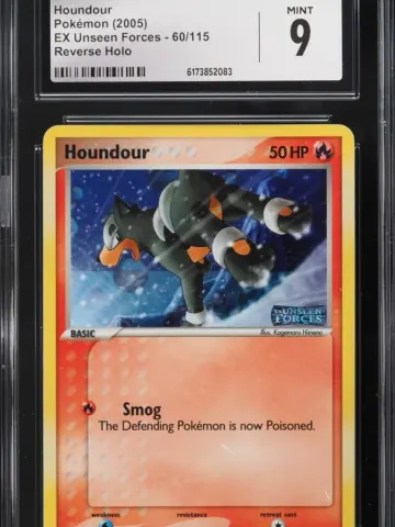 2005 Pokemon EX Unseen Forces Reverse Holo Houndour #60 CGC 9 MINT, MINT 9