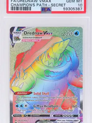 2020 Pokemon Sword & Shield Champion's Path Fa/Drednaw Vmax Champion's Path-Secret #075 PSA 10, PSA 10