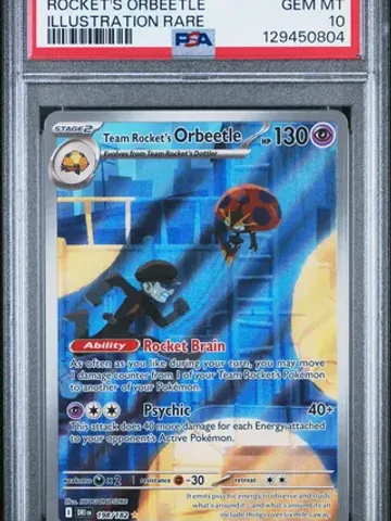 2025 Pokemon Dri En-Destined Rivals Team Rocket's Orbeetle Illustration Rare #198 PSA 10, ungraded