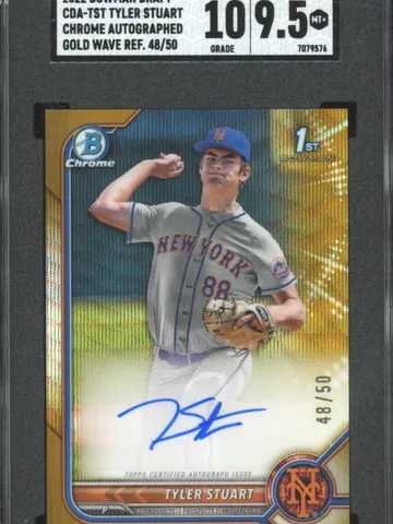 2022 Bowman Draft 2022 BOWMAN DRAFT CDA-TST TYLER STUART CHR. AUTO. GOLD WAVE REF. /50 - chrome Autographed (SGC 9.5), SGC 9.5