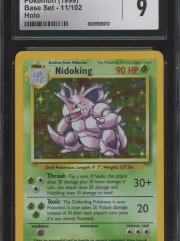 1999 Pokemon base set 1999 POKEMON BASE SET 11/102 NIDOKING HOLO - holo (CGC 9), CGC 9